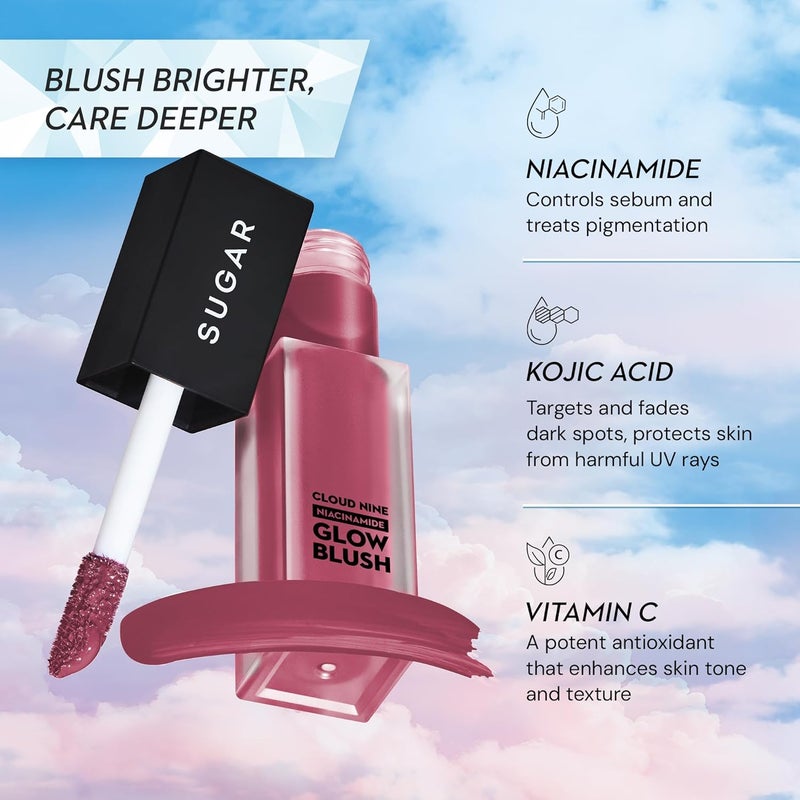SUGAR Cosmetics Cloud Nine Niacinamide Glow Blush - 02 Peachy Parade, 7.6ml - Image 3